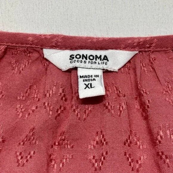Sonoma Women's Blouse XL Long Sleeve V-Neck Pheasant Style Mauve Ruffle Cuff NWT - Picture 8 of 12